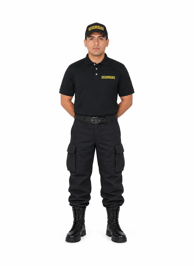 Foto: Uniforme Comando negro con playera tipo polo negra, sin equipo