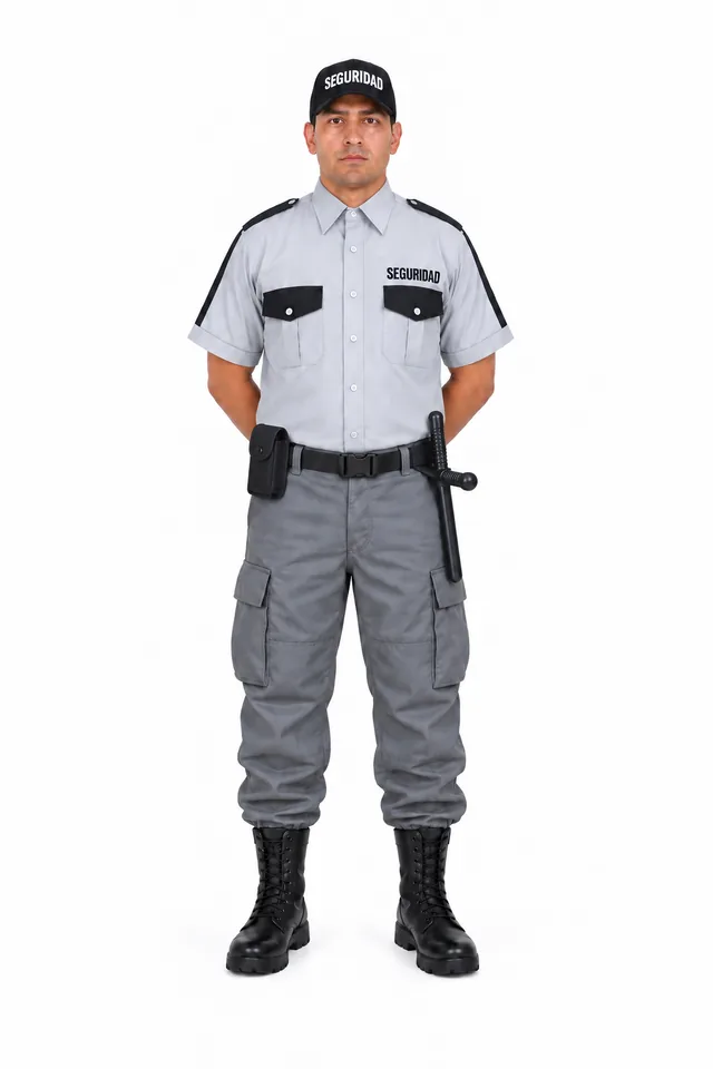 Foto: Uniforme Comando gris con camisa de vestir manga corta, con equipo