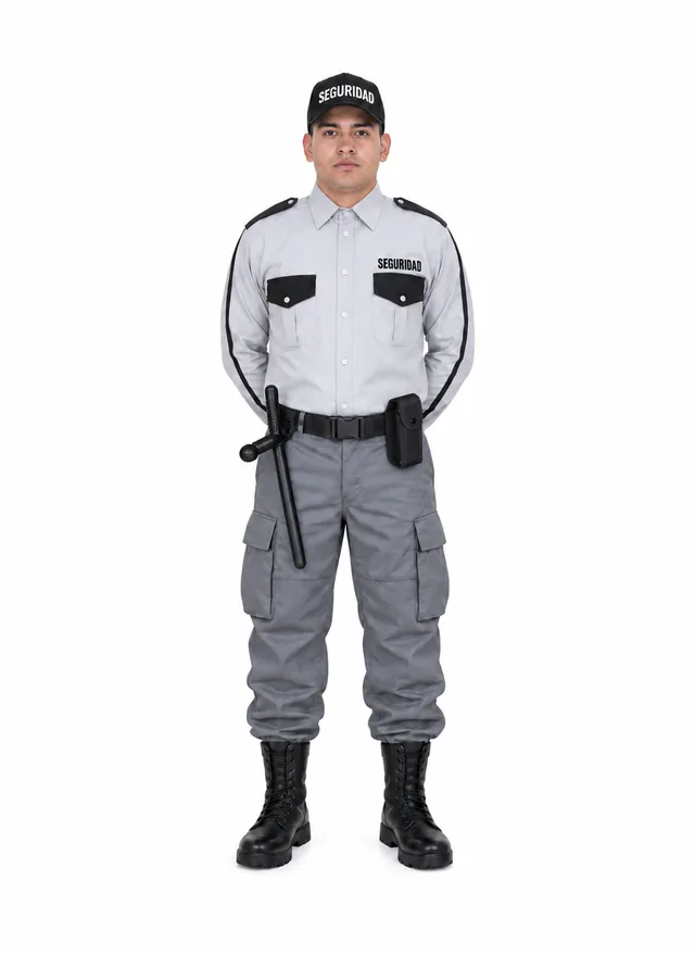 Foto: Uniforme Comando gris con camisa de vestir manga larga, con equipo