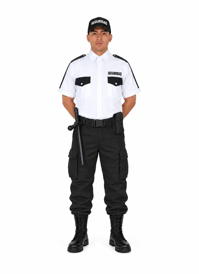 Foto: Uniforme Comando negro con camisa de vestir manga corta, con equipo