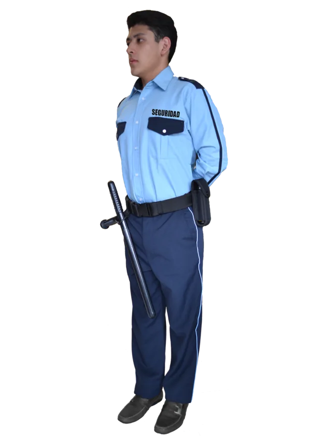 Foto: Uniforme de vestir azul marino con piola manga larga, con equipo