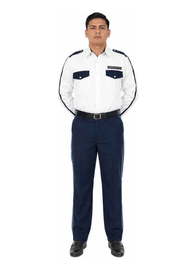 Foto: Uniforme de vestir azul marino con piola camisa blanca manga larga, sin equipo