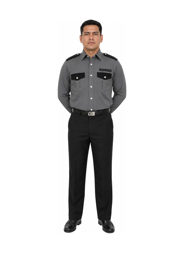 Foto: Uniforme de vestir negro sin piola camisa gris oxford manga larga, sin equipo