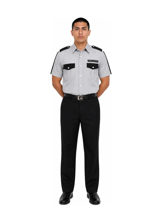 Foto: Uniforme de vestir negro sin piola camisa gris perla manga corta, sin equipo